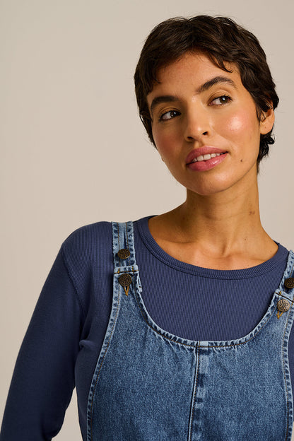 Ara - Denim Dungarees in Mid Wash Blue