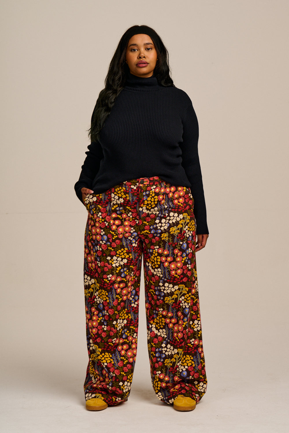 Delores - Wide Leg Cotton Jeans in Winter Garden