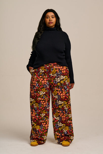 Delores - Wide Leg Cotton Jeans in Winter Garden