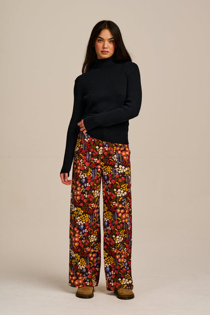 Delores - Wide Leg Cotton Jeans in Winter Garden