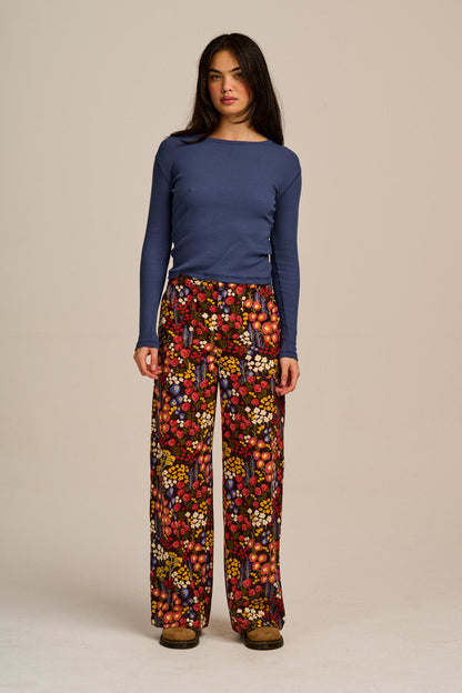 Delores - Wide Leg Cotton Jeans in Winter Garden