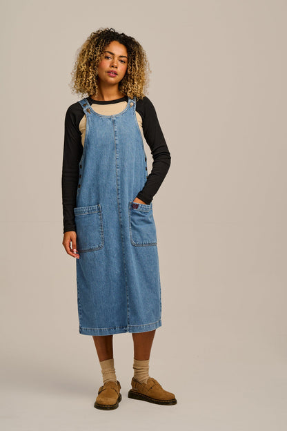Lily - Denim Midi Dress in Midwash Denim
