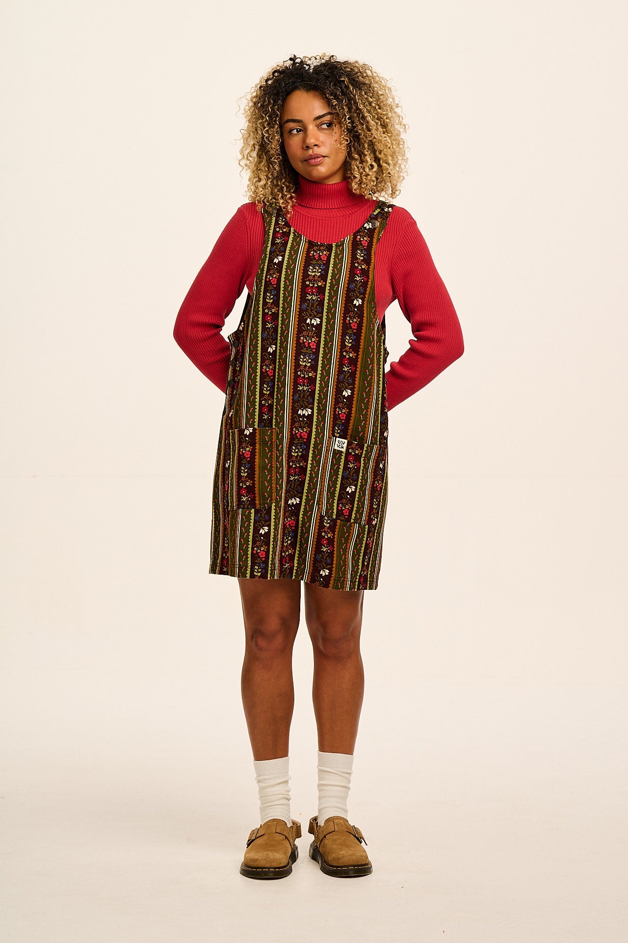 Layla - Mini Cotton Dress in Vintage Stripe & Floral