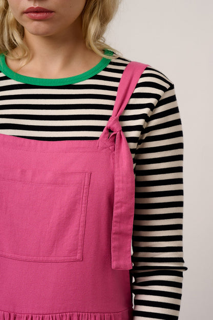 Miyada - Brushed Cotton Balloon Leg Dungarees in Pink