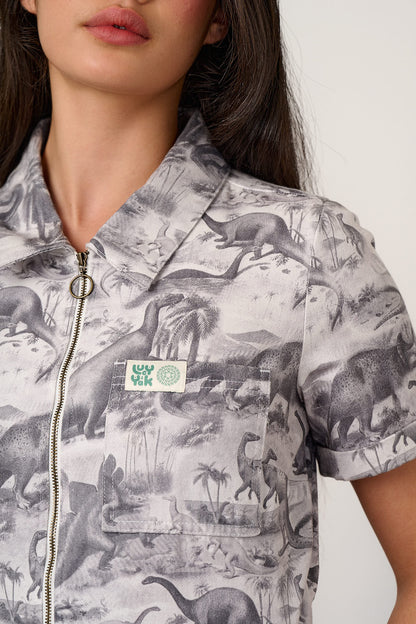 L.E. Ragan - Cotton Jumpsuit in Dinosaurs Natural History Museum & Yak