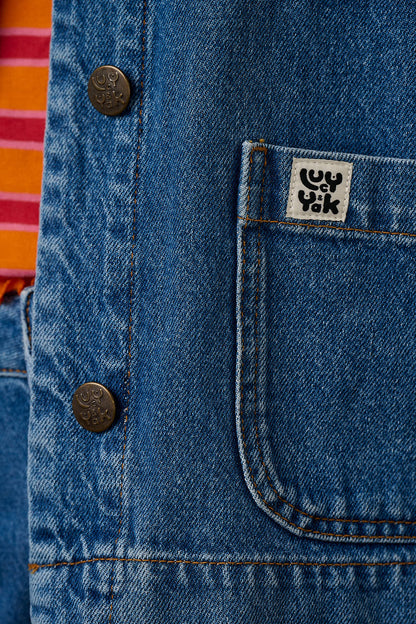 Connie - Denim Jacket in Mid Wash Blue