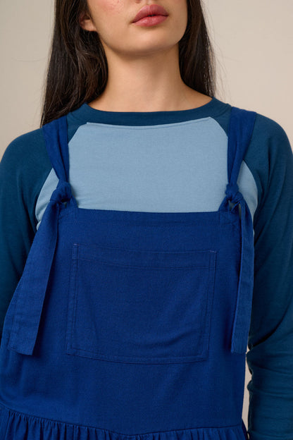 Miyada - Brushed Cotton Balloon Leg Dungarees in Navy