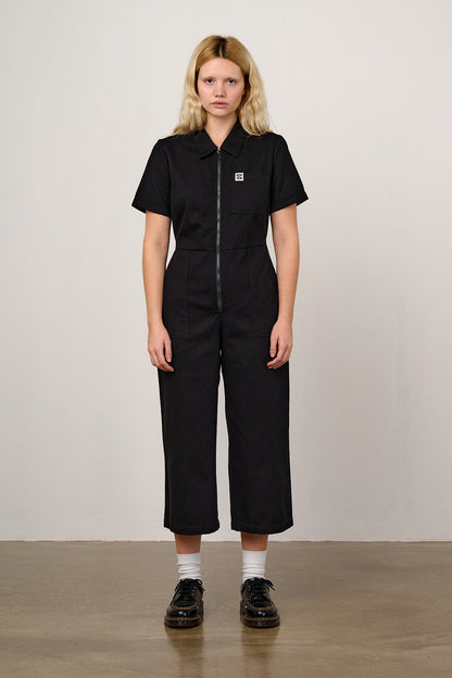 Ragan - Organic Cotton Black Zip Jumpsuit in Black