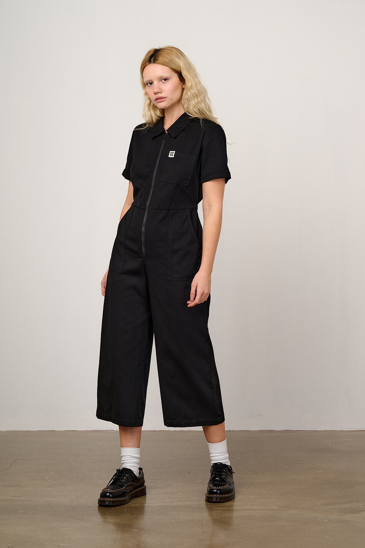 Ragan - Organic Cotton Black Zip Jumpsuit in Black
