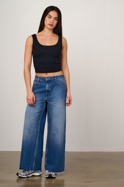 Carter - High Waisted Denim Jeans in Vintage Wash Blue