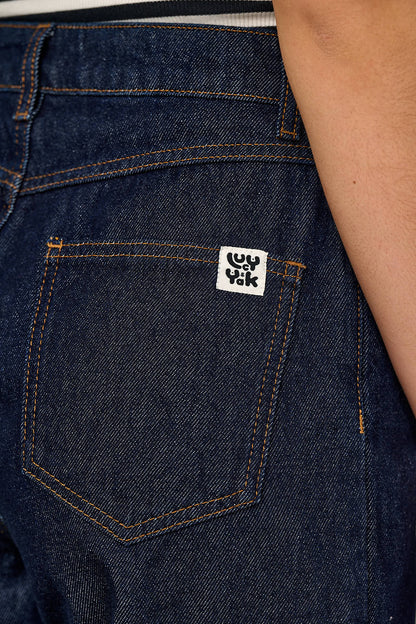 Drew - Cropped Straight Leg Denim Jeans in Vintage Indigo