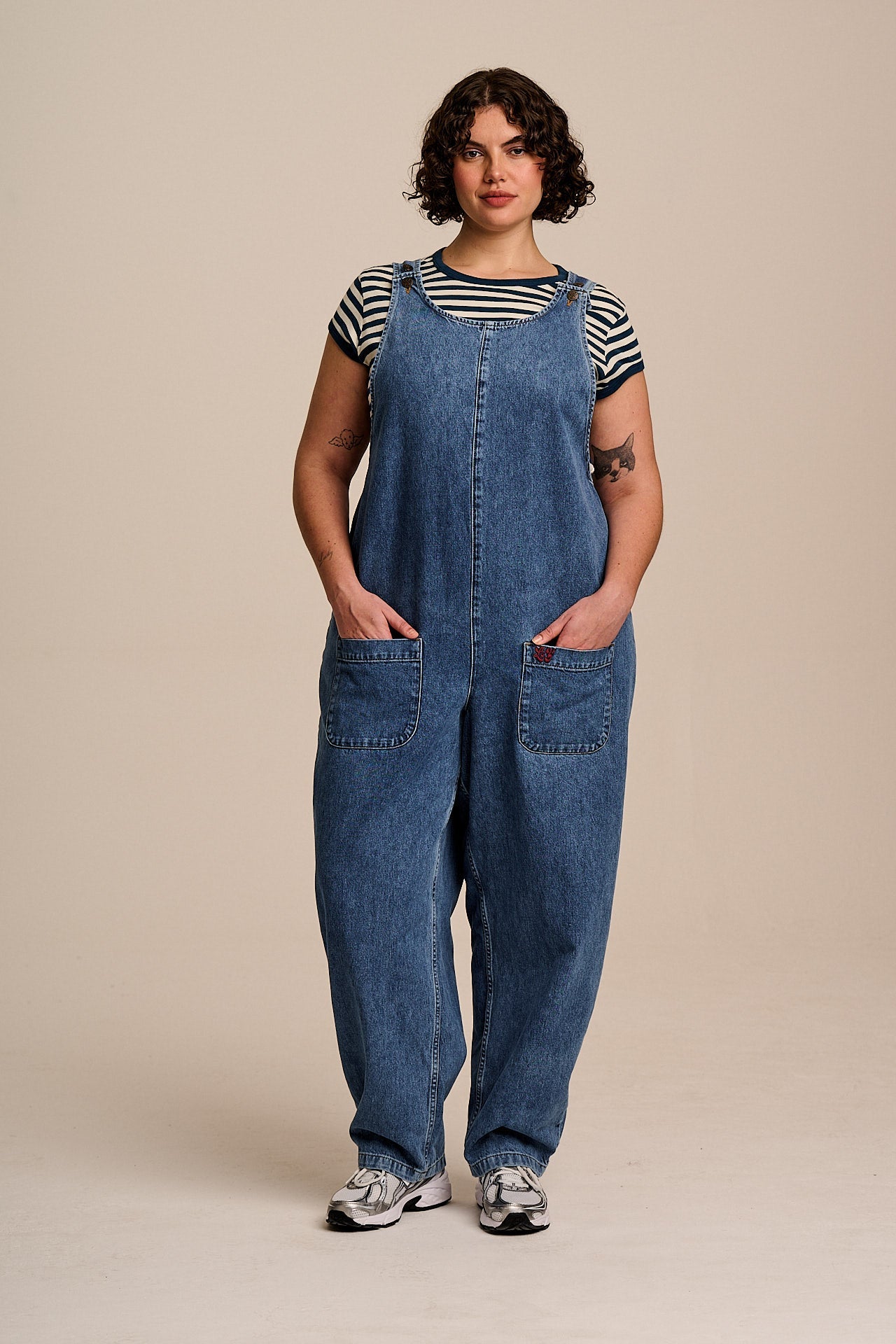 Ara - Denim Dungarees in Mid Wash Blue