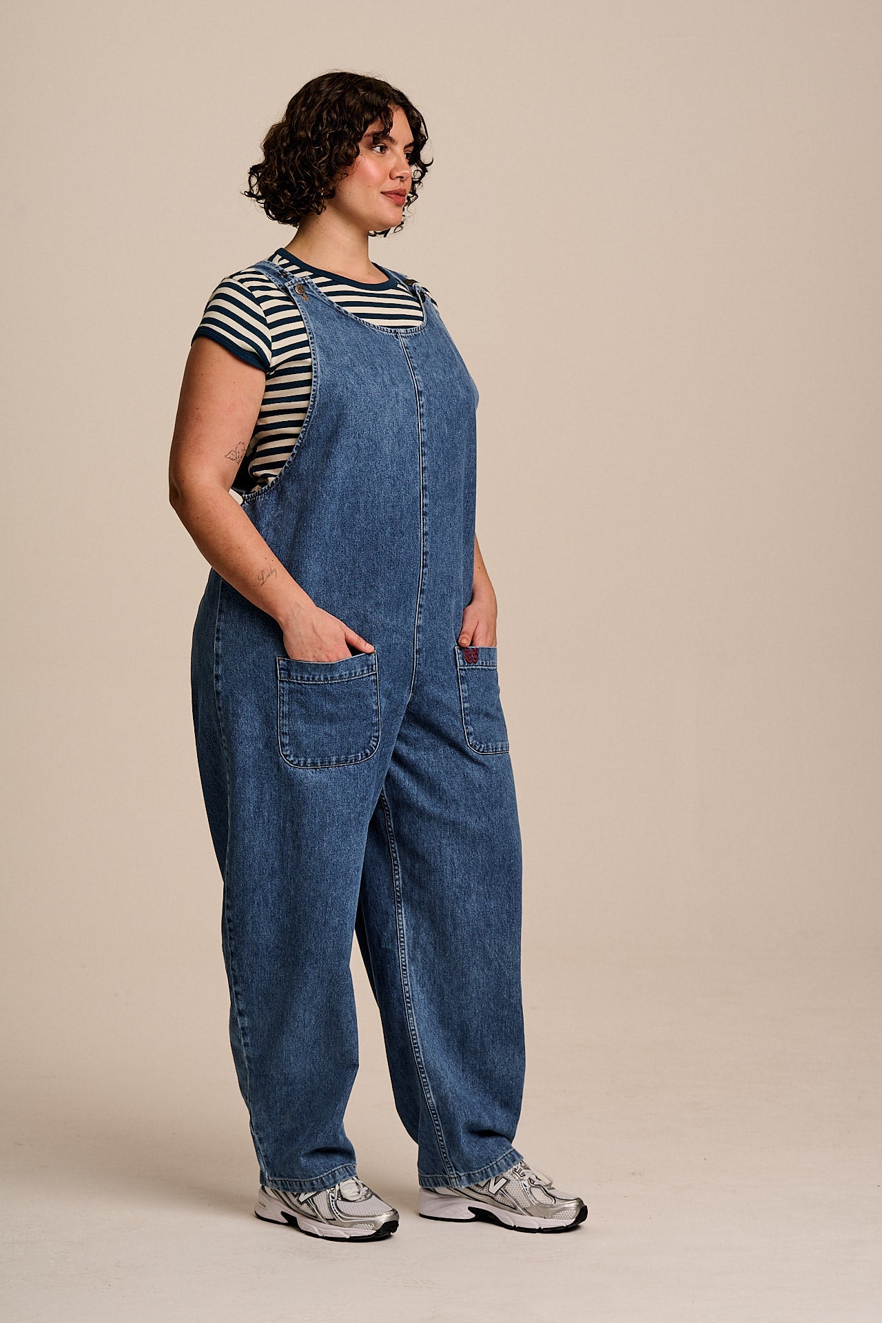 Ara - Denim Dungarees in Mid Wash Blue
