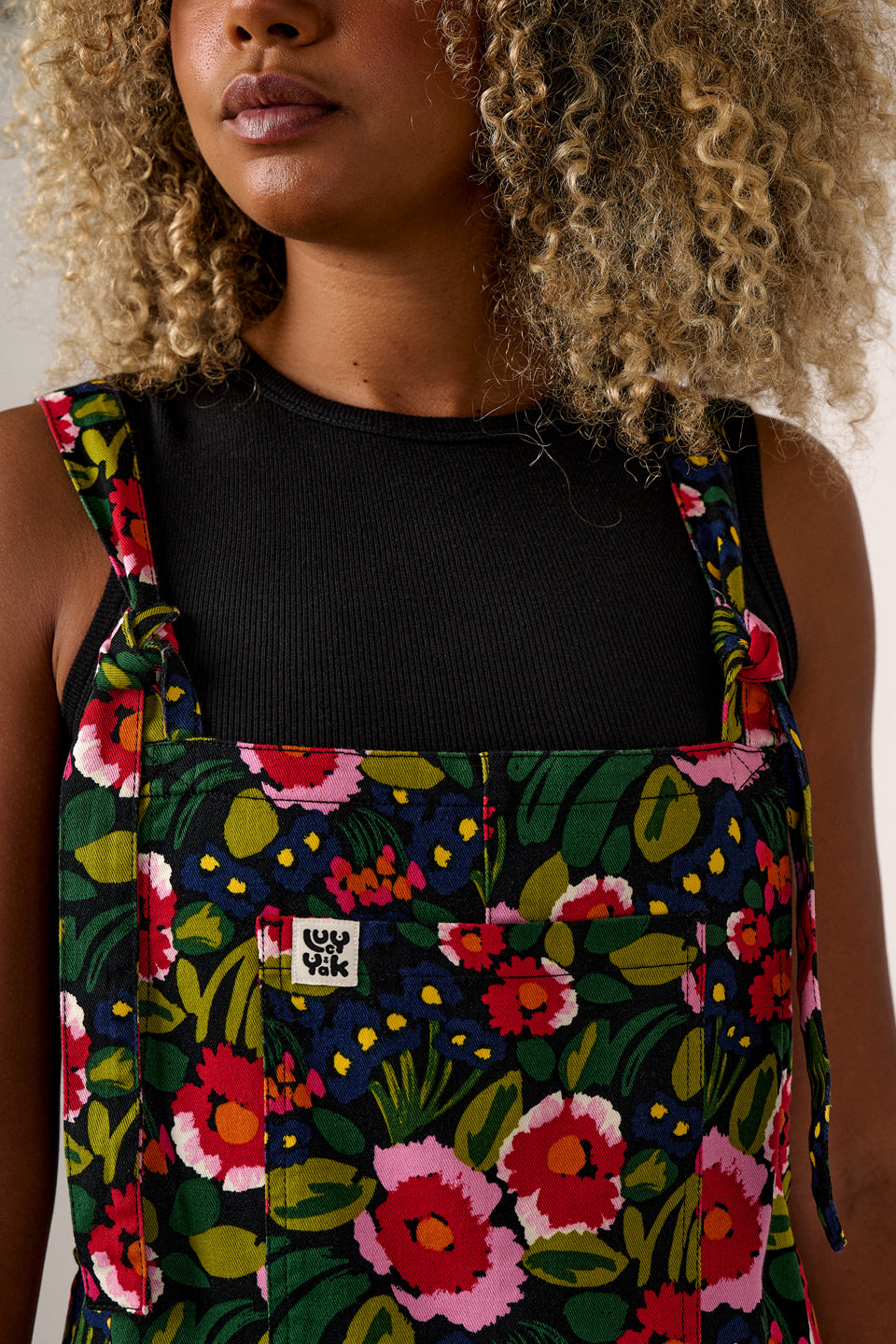 Original - Cotton Dungarees in Black Marie Print