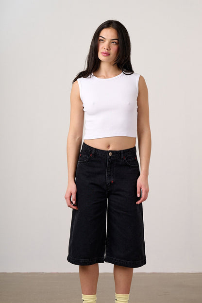 Sol - Denim Long Shorts in Black Wash