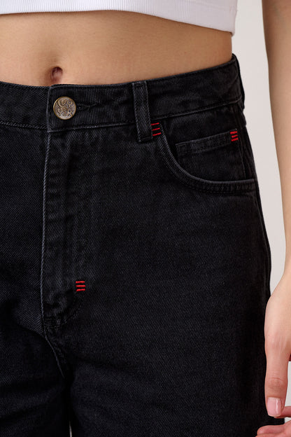Sol - Denim Long Shorts in Black Wash