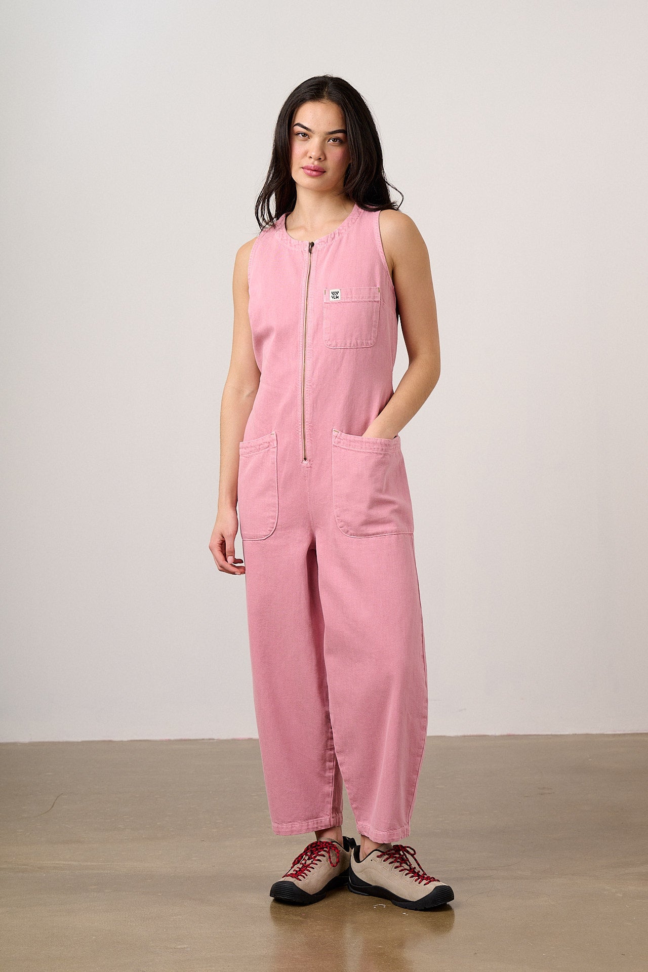 Nari - Denim Sleeveless Jumpsuit in Washed Pink