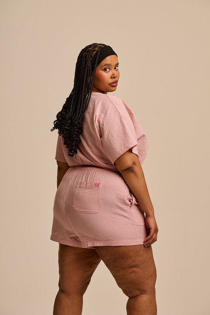 Popan - Cotton Shorts in Pink Mini Gingham