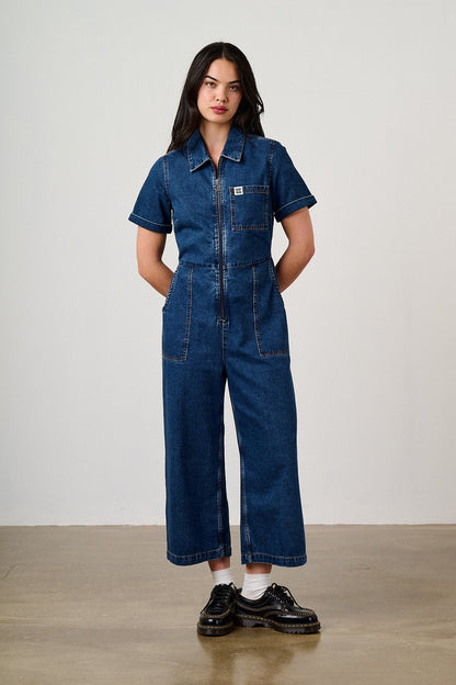Ragan - Denim Jumpsuit in Mid Wash Blue