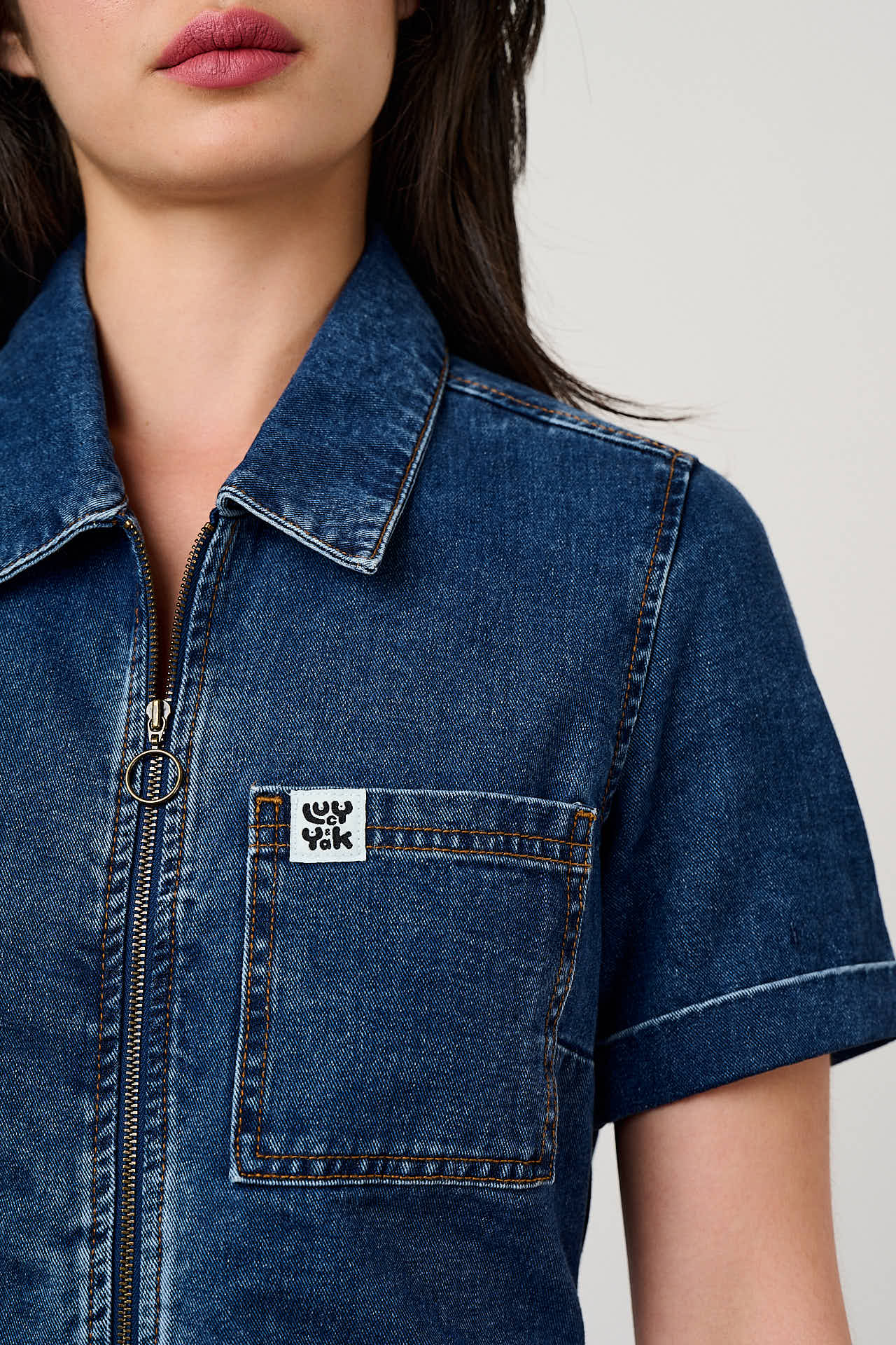 Ragan - Denim Jumpsuit in Mid Wash Blue