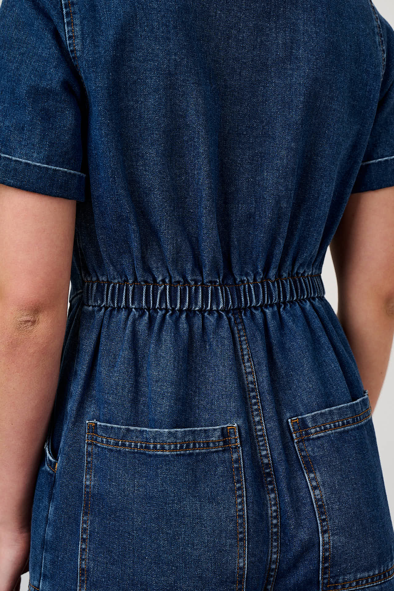 Ragan - Denim Jumpsuit in Mid Wash Blue