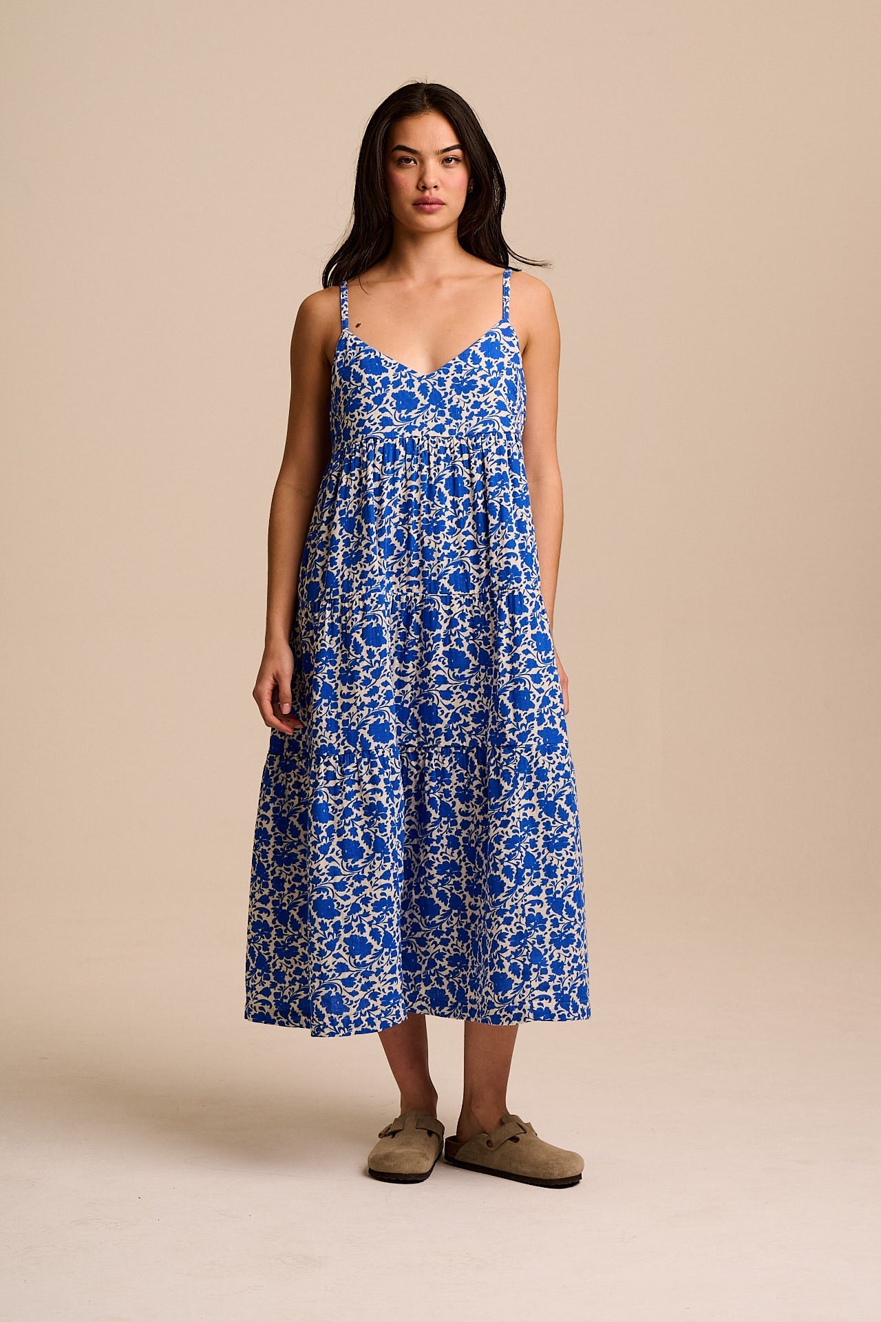 Mable - Cotton Dress in Blue Floral