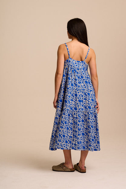 Mable - Cotton Dress in Blue Floral