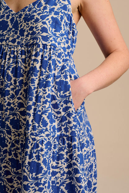 Mable - Cotton Dress in Blue Floral