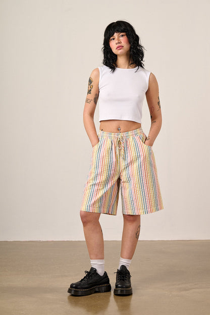 Madero - Cotton Shorts in Vintage Rainbow Stripe