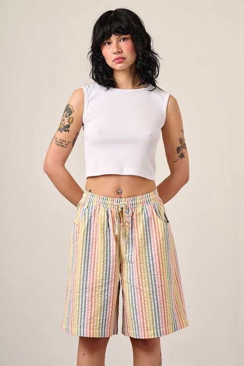 Madero - Cotton Shorts in Vintage Rainbow Stripe