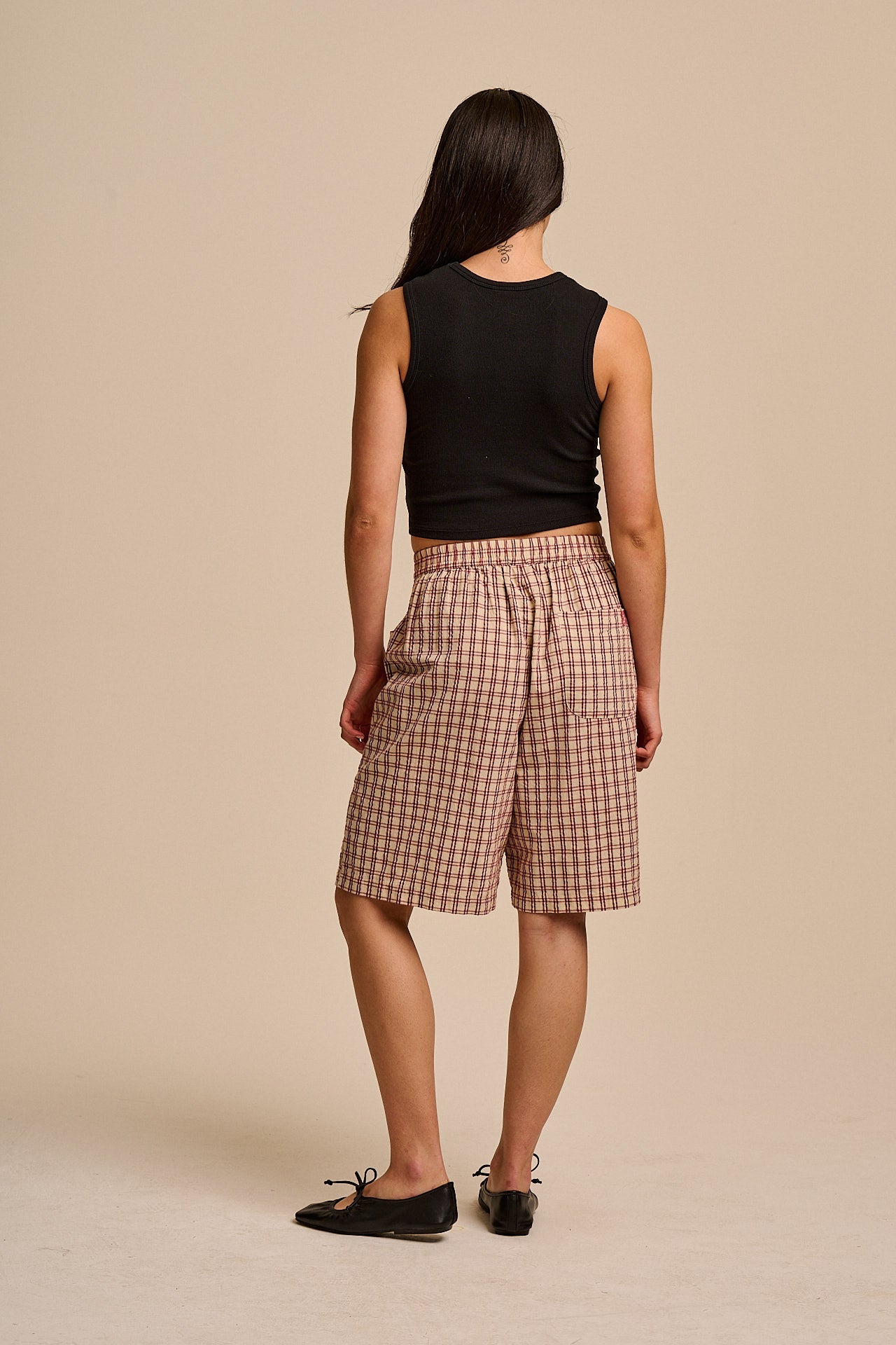 Madero - Cotton Shorts in Ecru Check