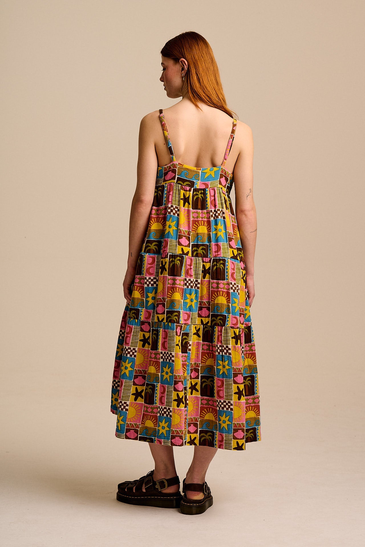 Mable - Cotton Dress in Multi Coastal Print