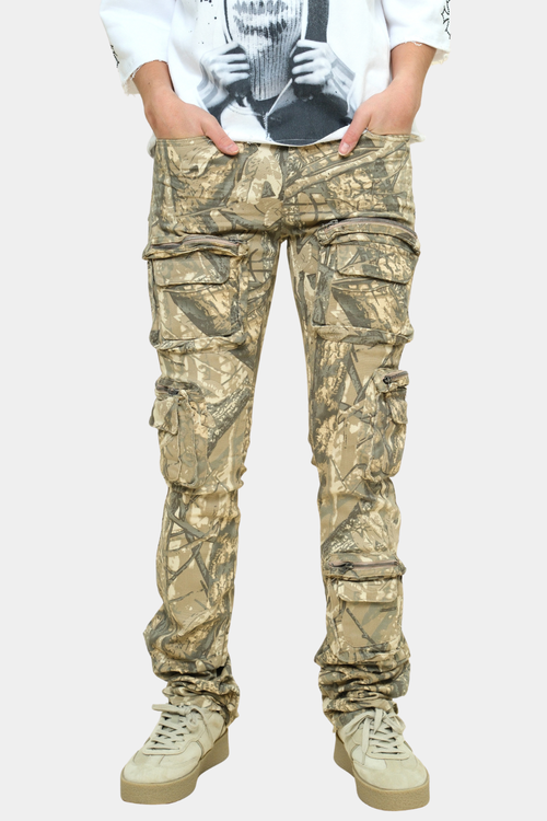 Twill Stacked Pants W/Multi Cargo Pocket