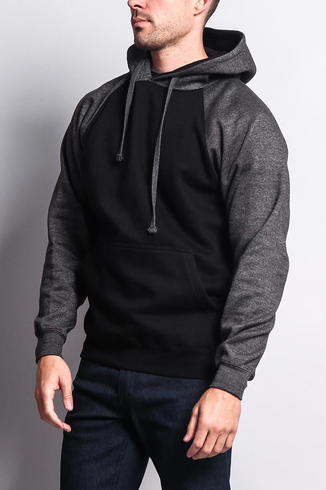 Contrast Raglan Sleeve Pullover Hoodie