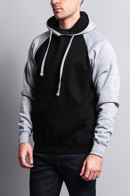 Contrast Raglan Sleeve Pullover Hoodie