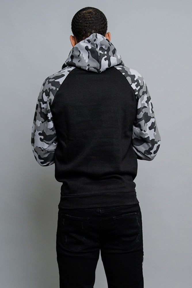 Contrast Raglan Sleeve Pullover Hoodie