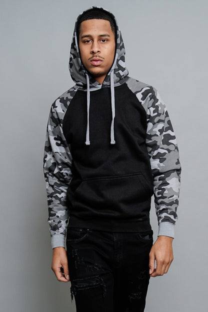 Contrast Raglan Sleeve Pullover Hoodie