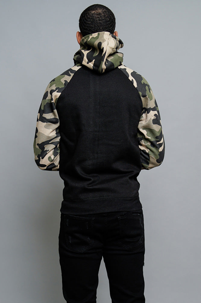 Contrast Raglan Sleeve Pullover Hoodie