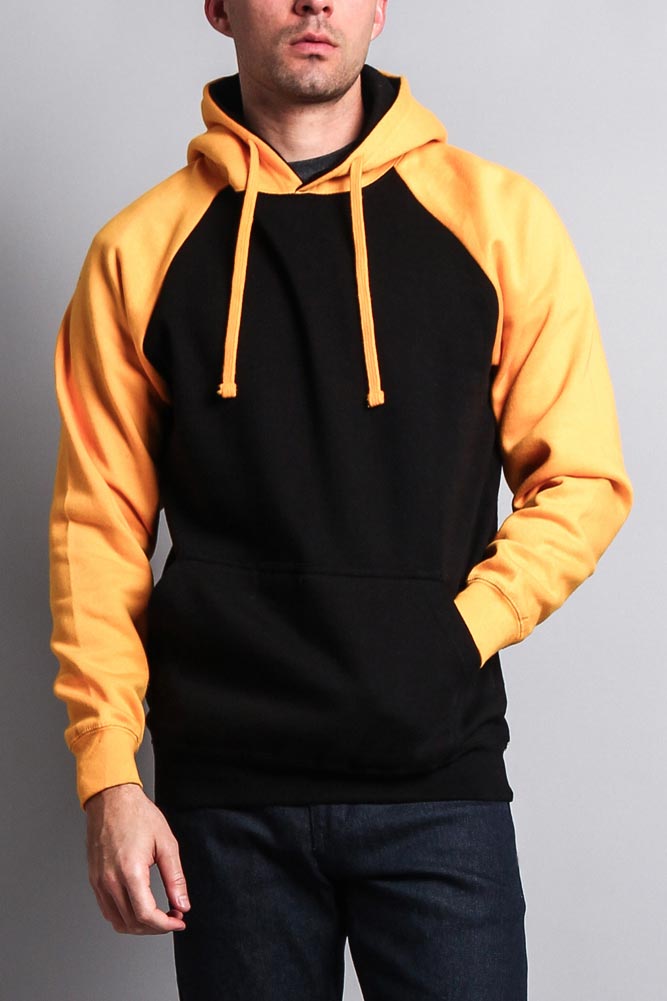 Contrast Raglan Sleeve Pullover Hoodie