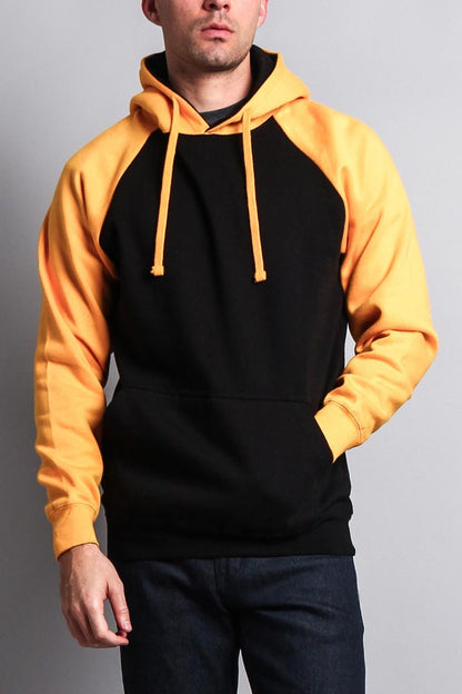 Contrast Raglan Sleeve Pullover Hoodie