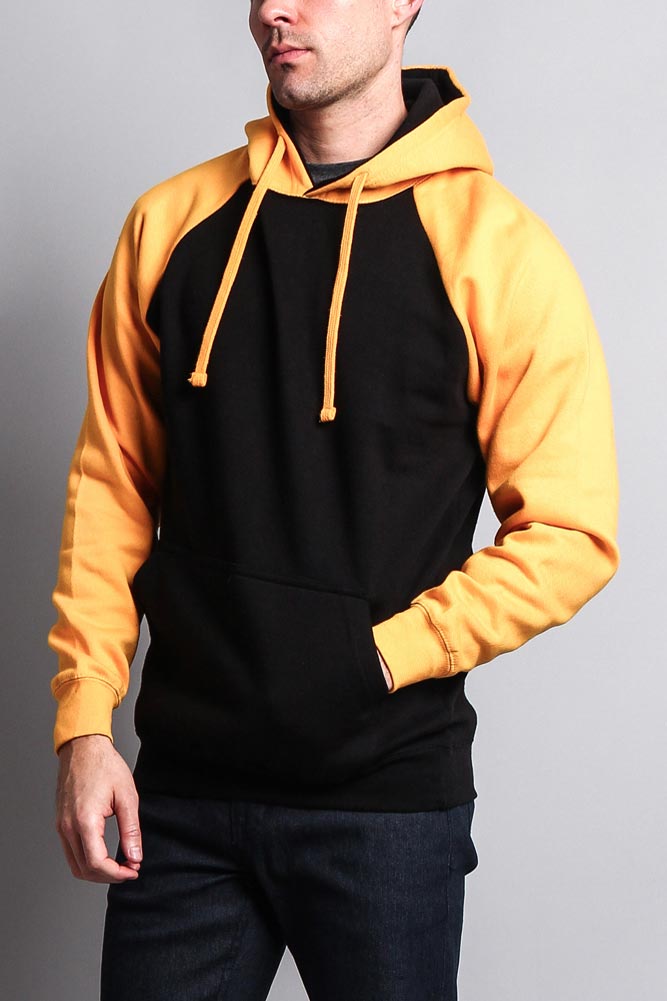 Contrast Raglan Sleeve Pullover Hoodie