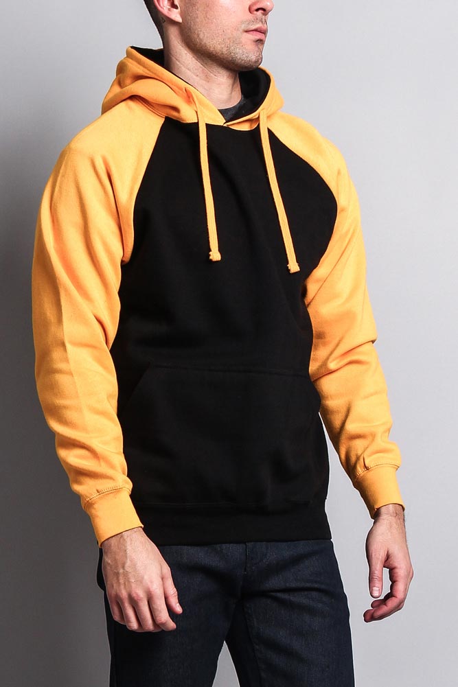 Contrast Raglan Sleeve Pullover Hoodie