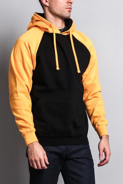 Contrast Raglan Sleeve Pullover Hoodie