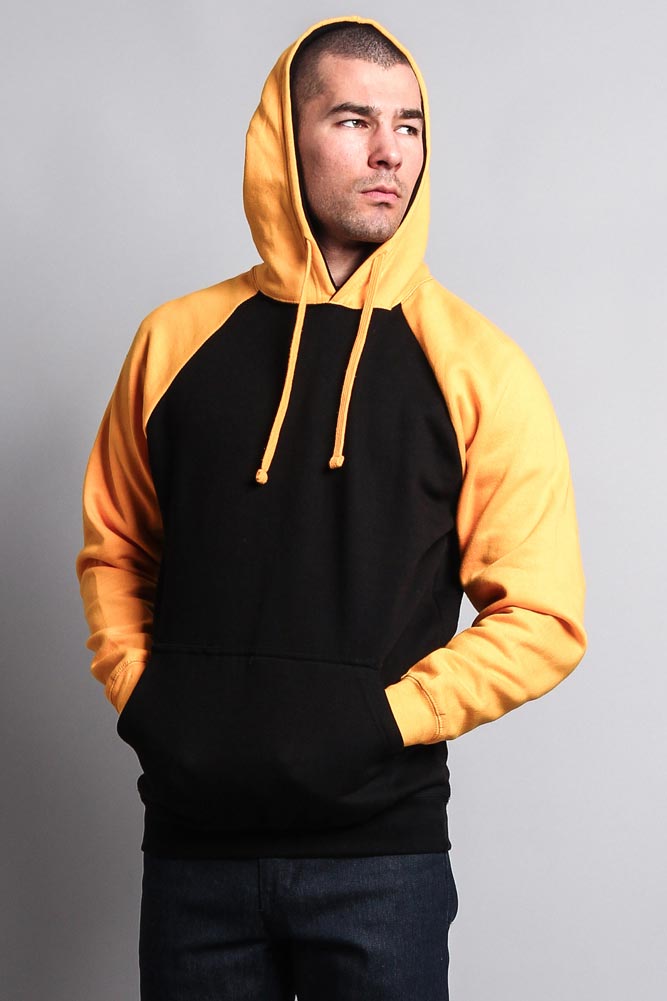 Contrast Raglan Sleeve Pullover Hoodie