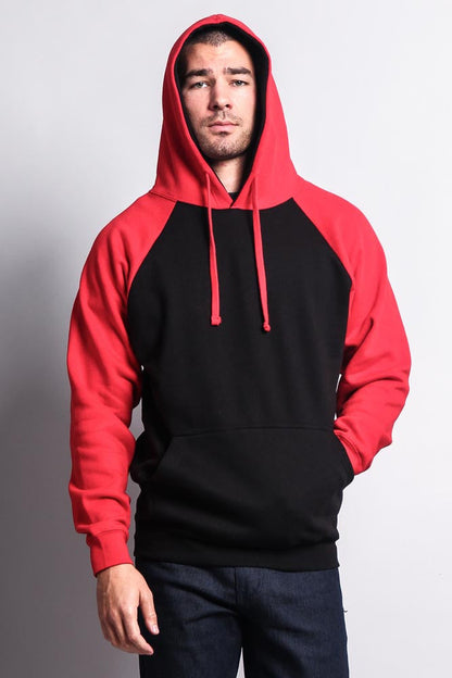 Contrast Raglan Sleeve Pullover Hoodie