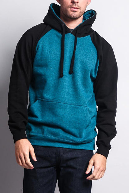 Contrast Raglan Sleeve Pullover Hoodie