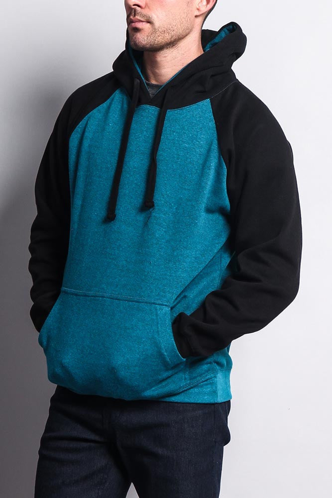 Contrast Raglan Sleeve Pullover Hoodie