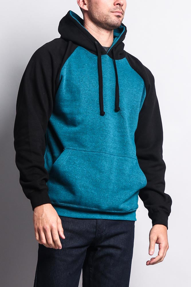 Contrast Raglan Sleeve Pullover Hoodie