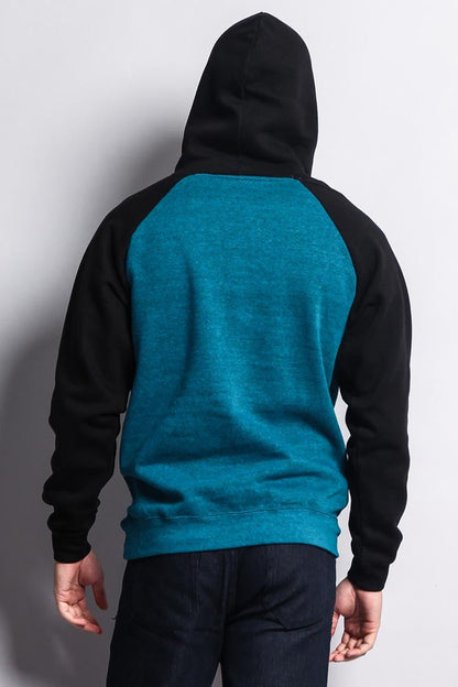 Contrast Raglan Sleeve Pullover Hoodie