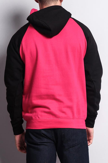 Contrast Raglan Sleeve Pullover Hoodie